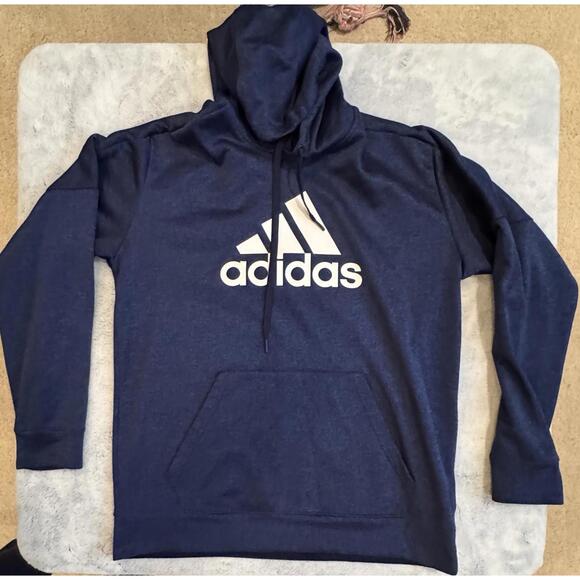 Other - Adidas ClimaWarm Big Logo Pullover Sweatshirt Hoodie Men's Large Navy Blue